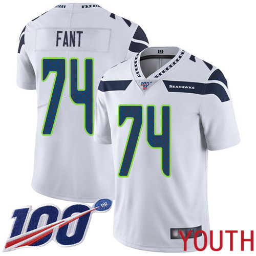 Seattle Seahawks Limited White Youth George Fant Road Jersey NFL Football #74 100th Season Vapor Untouchable